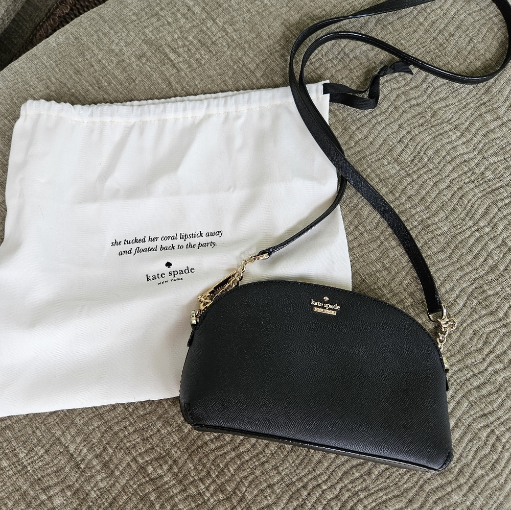 kate spade Black Crossbody Bag with Gold Chain Accents